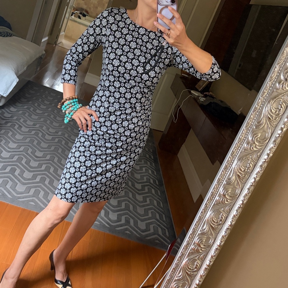 J. McLaughlin Black and White Floral Dress b22